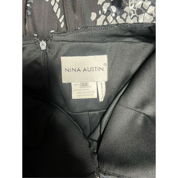 90's Y2K Nina Austin Beaded Velvet Burnout Sexy Maxi Prom Gown Formal Dress XS - Picture 7 of 7